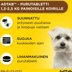 ADTAB 56 mg Vet purutabletti koirille 1,3-2,5 kg 3 kpl