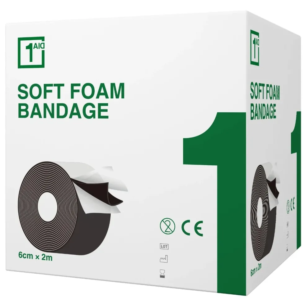 1Aid Soft Foam laastari musta 6 cm x 2 m 1 kpl