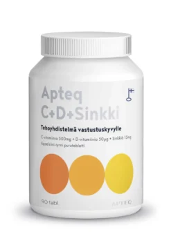 APTEQ C+D+Sinkki appelsiinin- ja tyrninmakuinen purutabletti