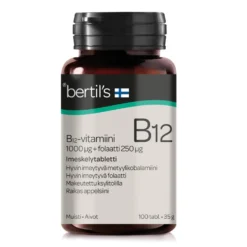 BERTILS B12-vitamiini ja folaatti appelsiininmakuinen imeskelytabletti