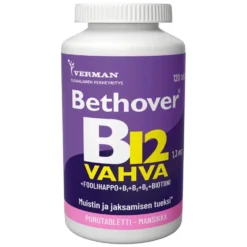 BETHOVER Vahva B12 Mansikka purutabletti 120 kpl