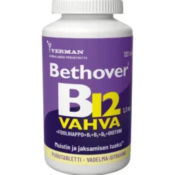 BETHOVER Vahva B12 vadelma-sitruuna tabletti 120 kpl