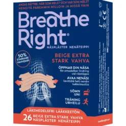 Breathe Right nenäteippi Beige Extra Vahva 26 kpl