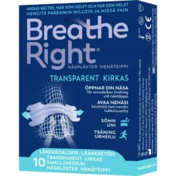 BREATHE RIGHT Nenäteippi kirkas S/M 10 kpl