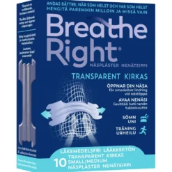 BREATHE RIGHT Nenäteippi kirkas S/M 10 kpl