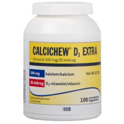 CALCICHEW D3 Extra Sitruuna 500 mg / 20 mikrog purutabletti 100 kpl