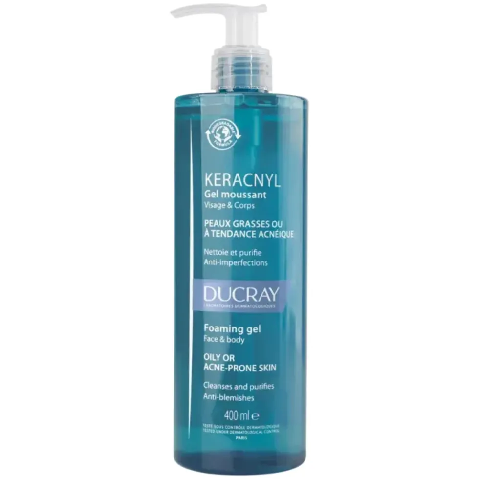 DUCRAY Keracnyl Foaming Gel puhdistusgeeli pumppupullo 400 ml
