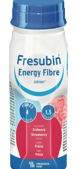 FRESUBIN Energy Fibre Drink mansikka kliininen ravintovalmiste 4x200 ml
