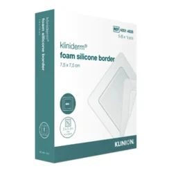 Kliniderm Foam Silicone Border kiinnittyvä sidos 7,5 x 7,5 cm 5 kpl