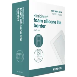 Kliniderm Foam Silicone Lite Border kiinnittyvä sidos 4 x 5 cm 10 kpl