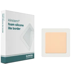 Kliniderm Foam Silicone Lite Border kiinnittyvä sidos 7,5 x 7,5 cm 5 kpl