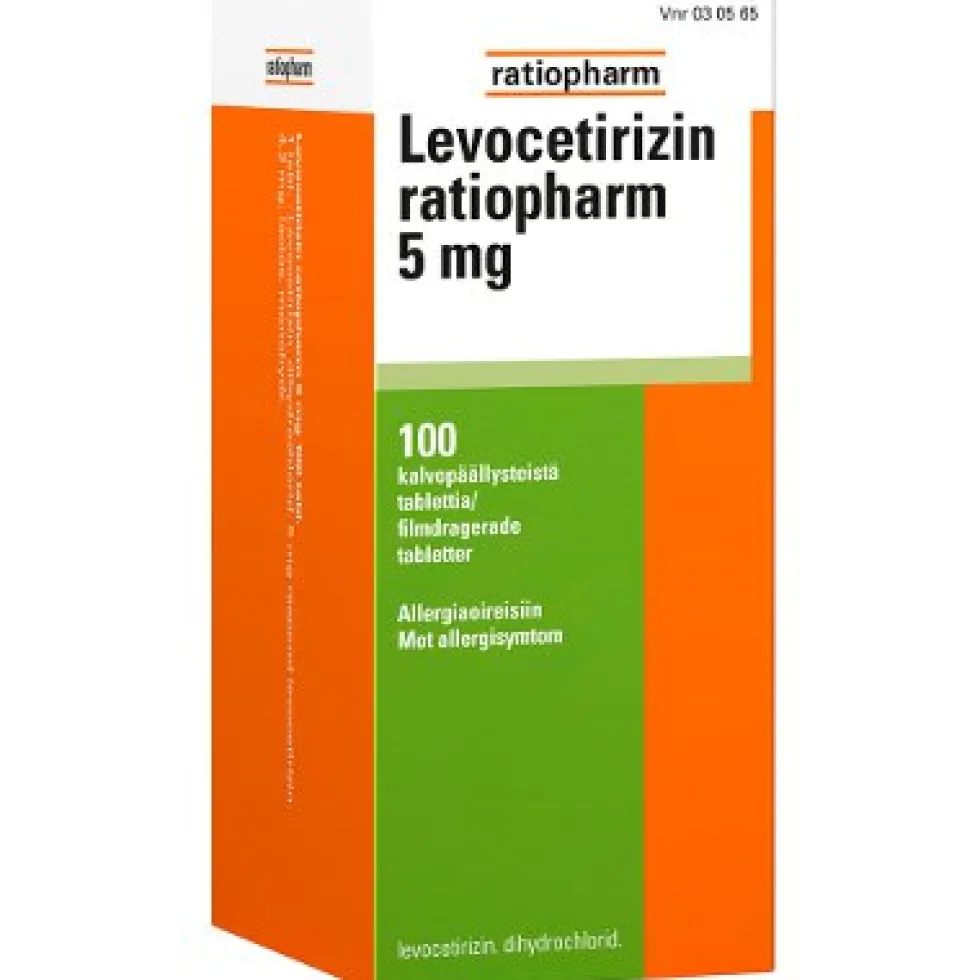 LEVOCETIRIZIN RATIOPHARM 5 mg tabletti, kalvopäällysteinen
