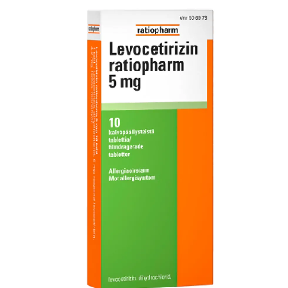 LEVOCETIRIZIN RATIOPHARM 5 mg tabletti, kalvopäällysteinen