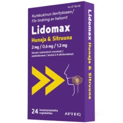 Lidomax Hunaja & Sitruuna imeskelytabletti 2/0,6/1,2 mg 24 fol