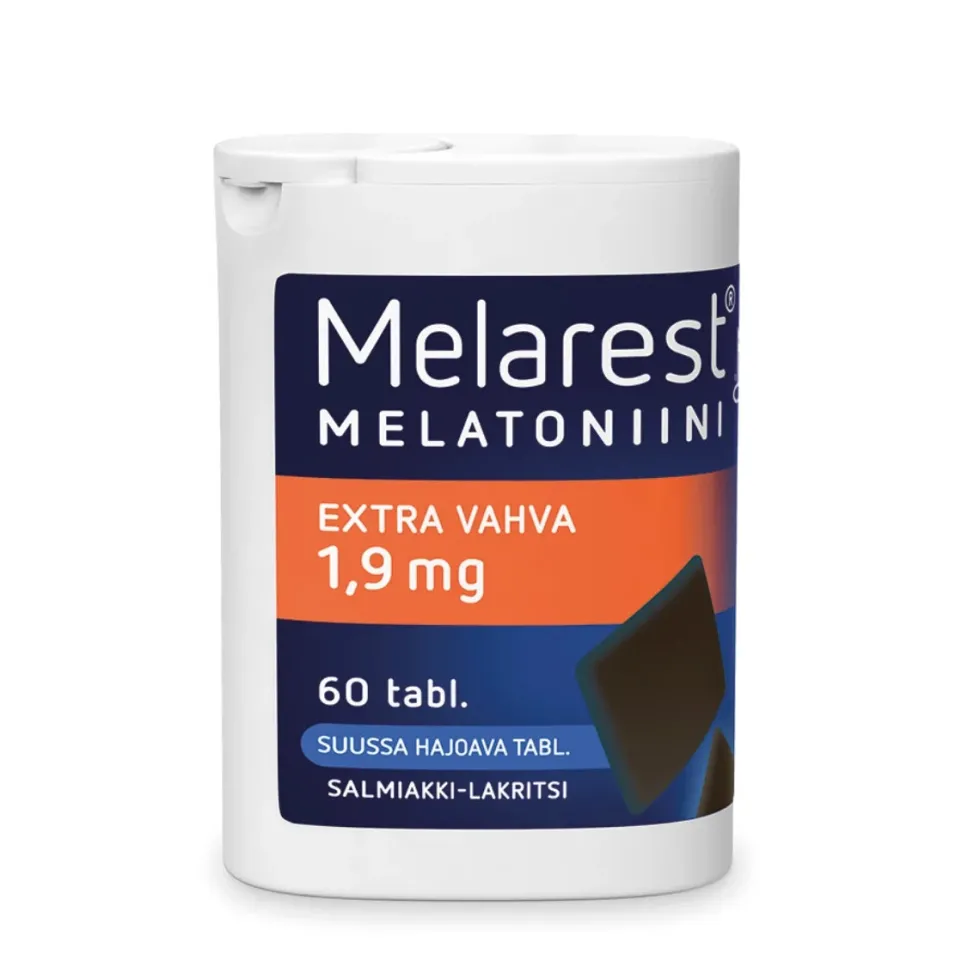 MELAREST Melatoniini Extra Vahva 1,9 mg salmiakki-lakritsi tabletti 60 kpl
