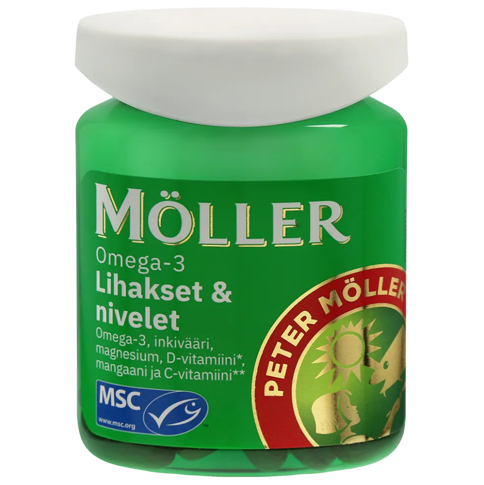 MÖLLER Omega-3 Lihakset & nivelet kalaöljykapseli