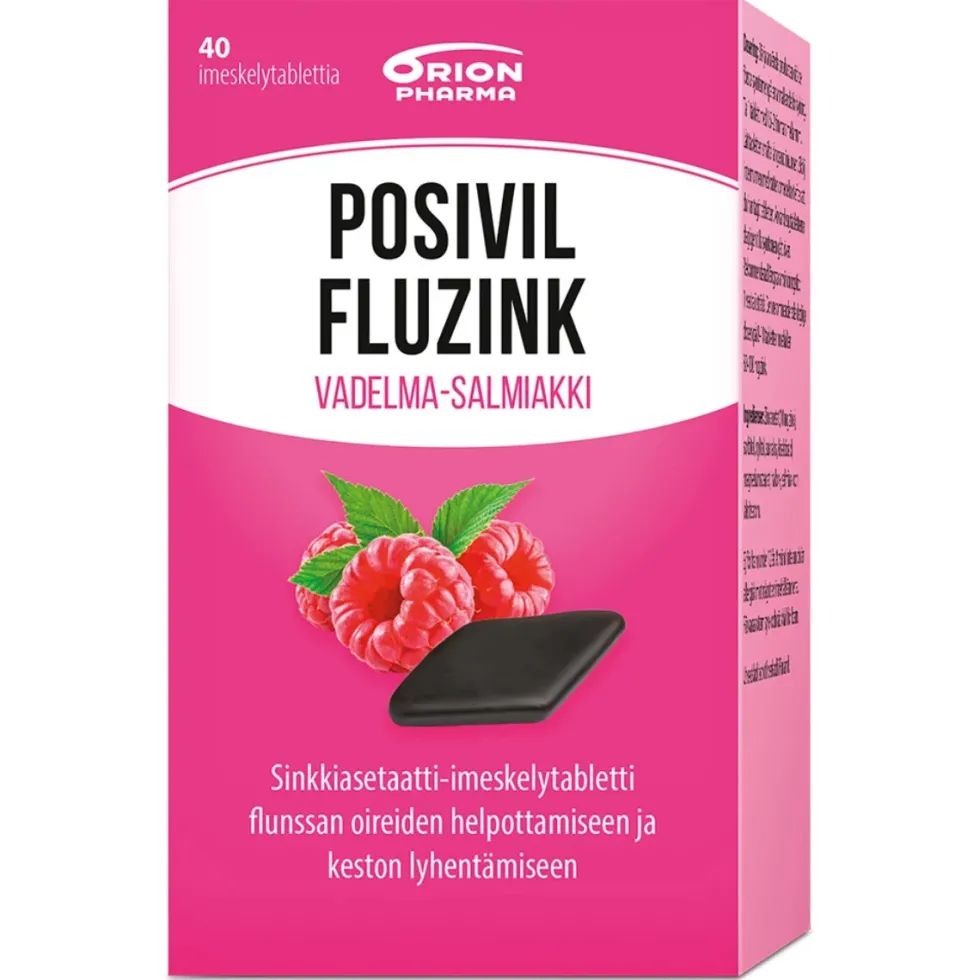 Posivil FluZink vadelma-salmiakki imeskelytabletti 40 kpl