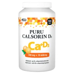 PURU Calsorin + D3 500 mg + 10 mikrog appelsiininmakuinen purutabletti