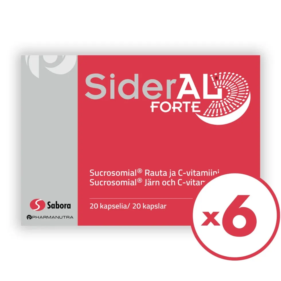 SiderAl Forte rauta 30 mg kapseli 6x20 kpl