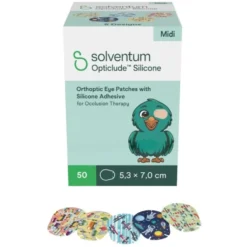 Solventum Opticlude Silicone midi silmälappu peittohoitoon lajitelma pojille 50 kpl