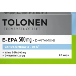TOLONEN E-EPA kalaöljykapseli 500 mg kapseli 40 kpl
