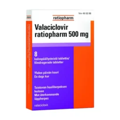 VALACICLOVIR RATIOPHARM 500 mg tabletti, kalvopäällysteinen 8 kpl