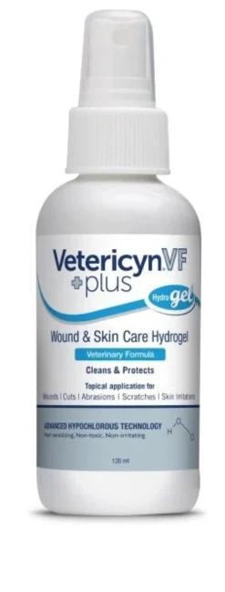 VETERICYN+ VF Hydrogel wound & skin geelisuihke haavoille eläimille 120 ml