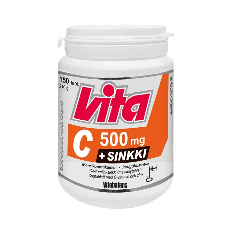 VITA C 500 mg + sinkki mansikanmakuinen imeskelytabletti