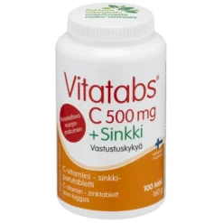 VITATABS C 500 mg + Sinkki marjanmakuinen purutabletti